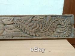 Antique Wall Panel Teak Wood Hand Carved Floral Dragon panel Home Estate Decor U