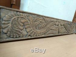 Antique Wall Panel Teak Wood Hand Carved Floral Dragon panel Home Estate Decor U