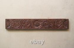 Antique Wall Panel Vintage Architectural Beam Wooden Lintel Floral Carving Decor