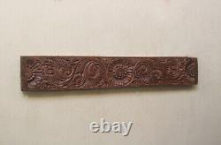 Antique Wall Panel Vintage Architectural Beam Wooden Lintel Floral Carving Decor