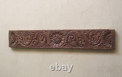 Antique Wall Panel Vintage Architectural Beam Wooden Lintel Floral Carving Decor