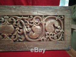 Antique Wall Wooden Panel Hand Floral Carved Vintage Window panel Home decor Old