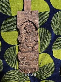 Antique Wood Carved Buddha Panel Art Ornate