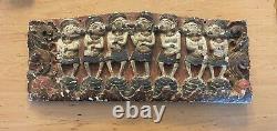 Antique Wood Carved Panel Seven Gods Hand Painted