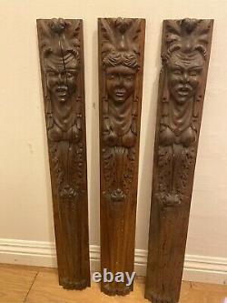 Antique Wood Carved Panels Grotesque Gothic Reneassance 18-19th c