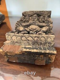 Antique Wood Carving Small Wall Panel India Asian Hindu Gods