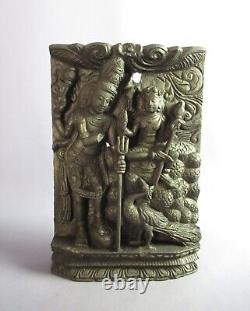 Antique Wood Panel Bas-relief India Hand Carved Sculpture Early 20th Century