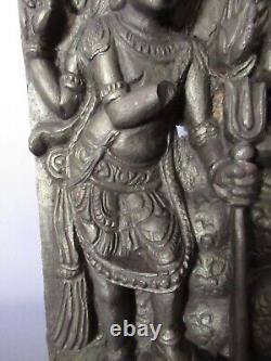 Antique Wood Panel Bas-relief India Hand Carved Sculpture Early 20th Century