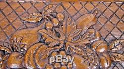 Antique Wood Pediment French Hand Carved Oak Basket Panel Ornament Architectural
