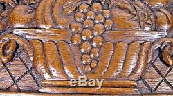 Antique Wood Pediment French Hand Carved Oak Basket Panel Ornament Architectural