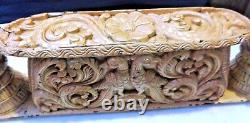 Antique Wood figurine carved Panel fine Carving early temple lintel India DECOR