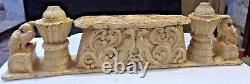 Antique Wood figurine carved Panel fine Carving early temple lintel India DECOR