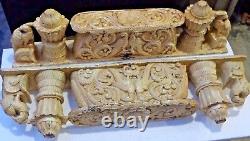 Antique Wood figurine carved Panel fine Carving early temple lintel India DECOR