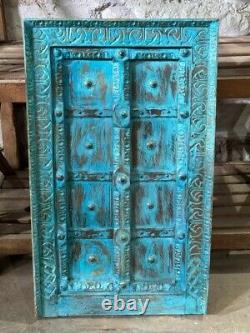 Antique Wooden Brass Fitted Wall Decor Door Panel Original Old Fine Hand Carved