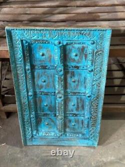 Antique Wooden Brass Fitted Wall Decor Door Panel Original Old Fine Hand Carved