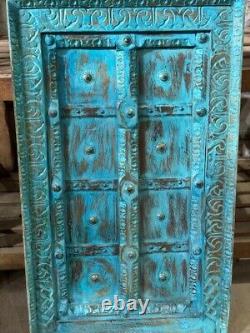 Antique Wooden Brass Fitted Wall Decor Door Panel Original Old Fine Hand Carved