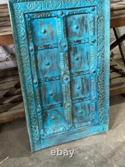 Antique Wooden Brass Fitted Wall Decor Door Panel Original Old Fine Hand Carved