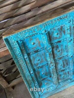 Antique Wooden Brass Fitted Wall Decor Door Panel Original Old Fine Hand Carved