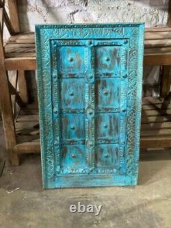 Antique Wooden Brass Fitted Wall Decor Door Panel Original Old Fine Hand Carved