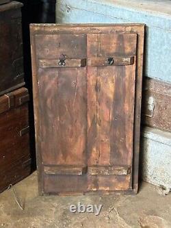 Antique Wooden Brass Fitted Wall Decor Door Panel Original Old Fine Hand Carved