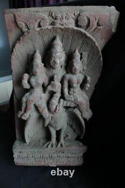 Antique Wooden Carving Religious 1900 Panel Wood Figure Rare Collectible Murti