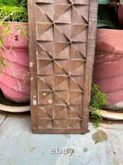 Antique Wooden Hand Carved Block Design Wall Panel 30 x 6'