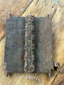 Antique Wooden Hand Carved Dark Rustic Miniature Window Panel Rare 1800's