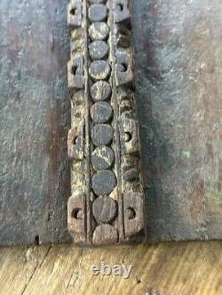 Antique Wooden Hand Carved Dark Rustic Miniature Window Panel Rare 1800's