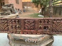 Antique Wooden Hand Carved Hand Painted Rare Ancient Old Design Door Wall Panel