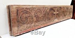 Antique Wooden Hand carved Church Wall Panel Cross Vintage Christian panel Rare