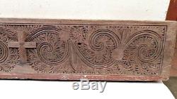 Antique Wooden Hand carved Church Wall Panel Cross Vintage Christian panel Rare