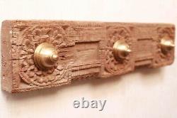 Antique Wooden Panel Lintel Beam Mandala Carving Vintage Home Temple Wall Decor