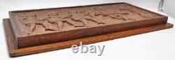Antique Wooden Tribal Musicians Decorative Carving Panel Original Hand Carved