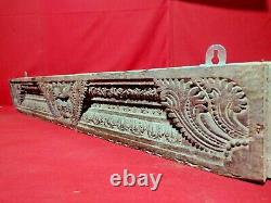 Antique Wooden Wall Panel Ancient Floral Yali Carved Home Decor Door Top Beam