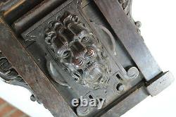 Antique black forest wood carved wall panel plaque lion head chapel rare