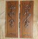 Antique Carved Wood Panel Pair Flowers Bow Ribbon24.72 Inches