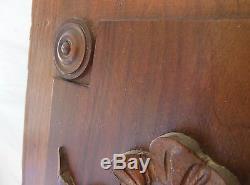 Antique carved wood panel pair Flowers Bow Ribbon24.72 inches