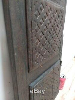 Antique centenary door panel hand carved 19th century chestnut wood frame 25