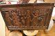 Antique Egyptian Carved Wood Relief Panel With Figures & Hieroglyphs