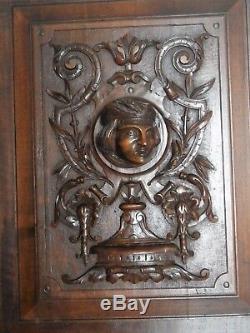 Antique french carved architectural panel door wood gentleman N°1