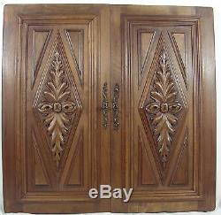 Antique french wood door walnut carved panel