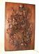 Antique Hand Carved Black Forrest Wood Relief Sculpture Wall Panel Art Carving