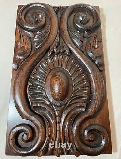 Antique hand carved wood oak architectural salvage relief wall sculpture panel