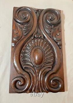 Antique hand carved wood oak architectural salvage relief wall sculpture panel