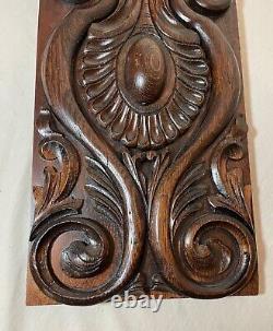 Antique hand carved wood oak architectural salvage relief wall sculpture panel