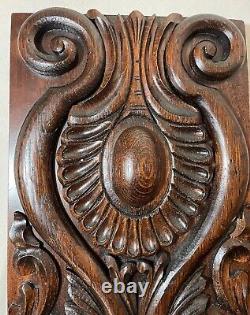 Antique hand carved wood oak architectural salvage relief wall sculpture panel