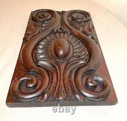 Antique hand carved wood oak architectural salvage relief wall sculpture panel