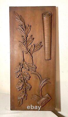 Antique hand carved wood relief wall architectural salvage panel sculpture art