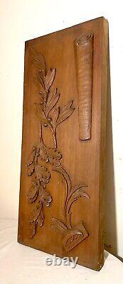 Antique hand carved wood relief wall architectural salvage panel sculpture art