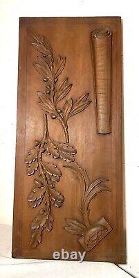 Antique hand carved wood relief wall architectural salvage panel sculpture art